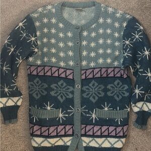 Vintage Hilda Ltd 100% Pure Wool Nordic Fair Isle Cardigan Women’s Small